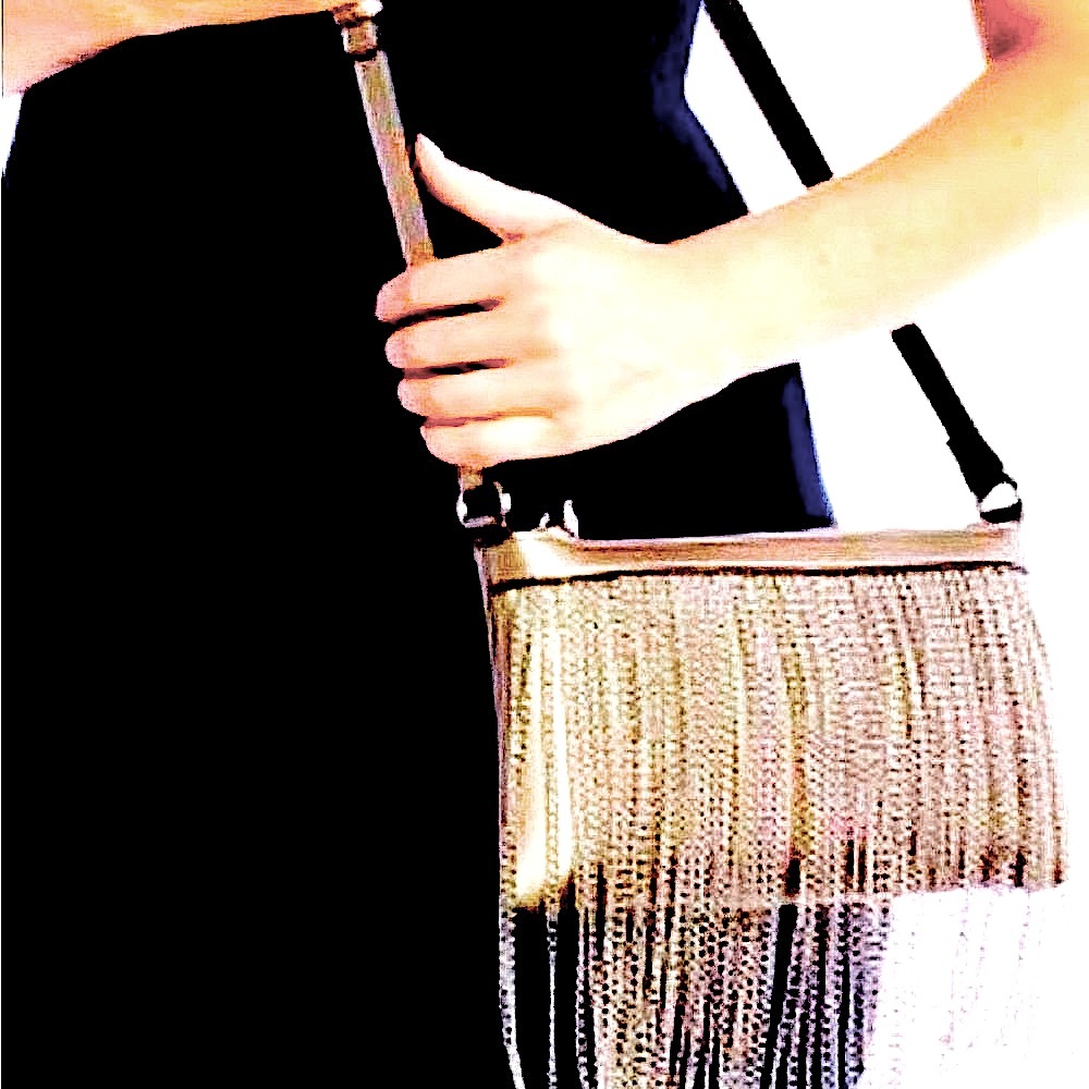 Steve Madden Gold Metallic Fringe Crossbody Bag